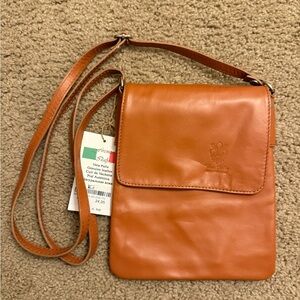 Brown Leather Crossbody Bag Made in Italy